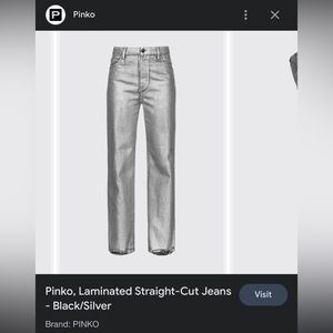 Pinko Laminated Straight Jeans - Silver